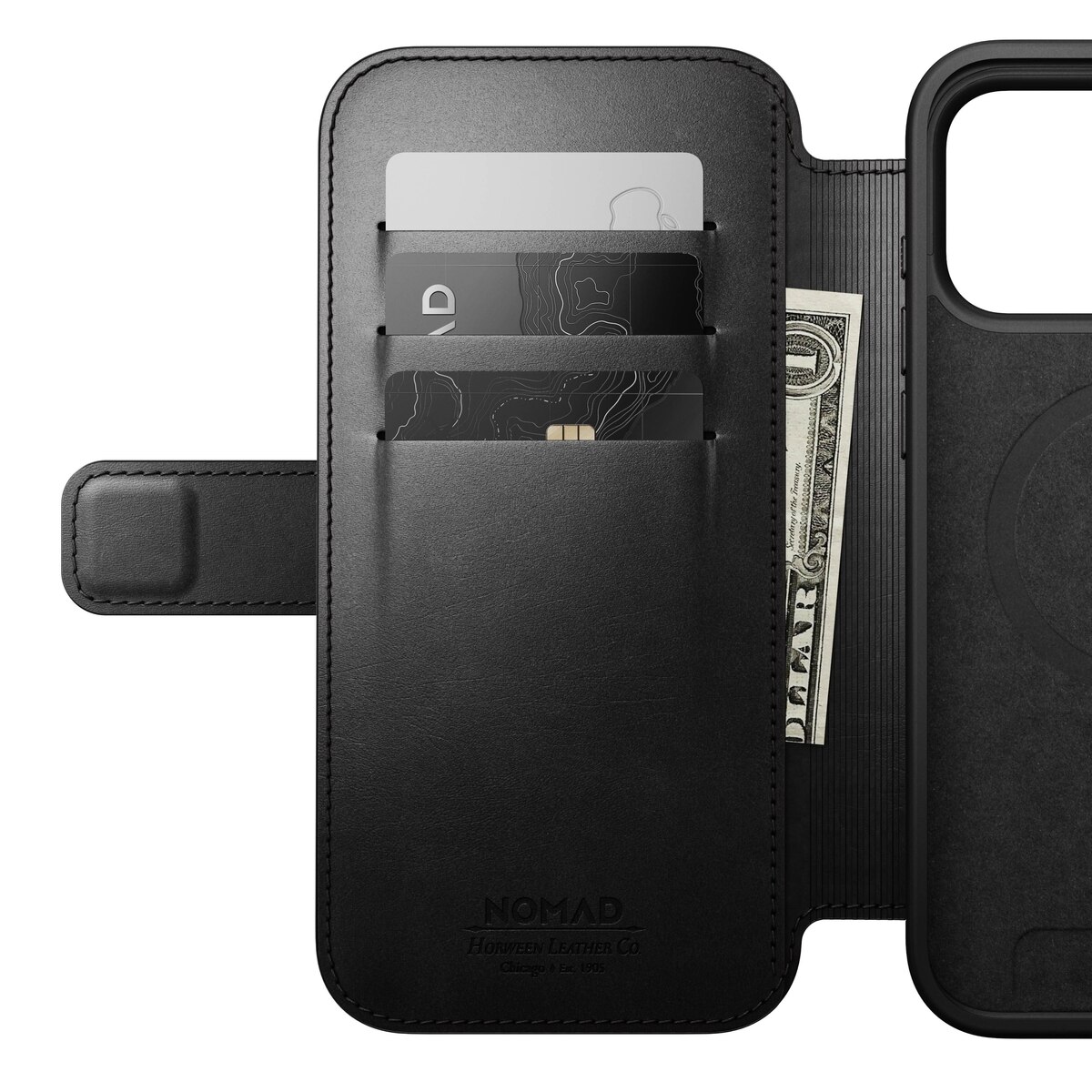 Modern Horween Leather Folio MagSafe iPhone 17 Pro Max Black