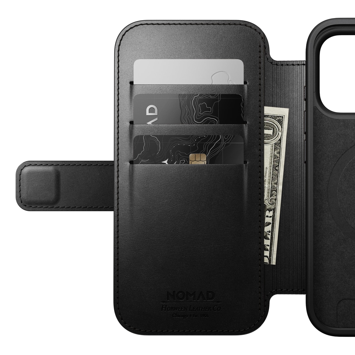 Modern Horween Leather Folio MagSafe iPhone 17 Pro Black