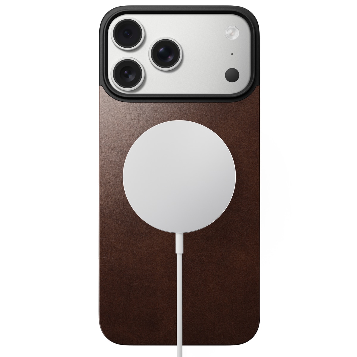 Magnetic Leather Back iPhone 17 Pro Max Rustic Brown