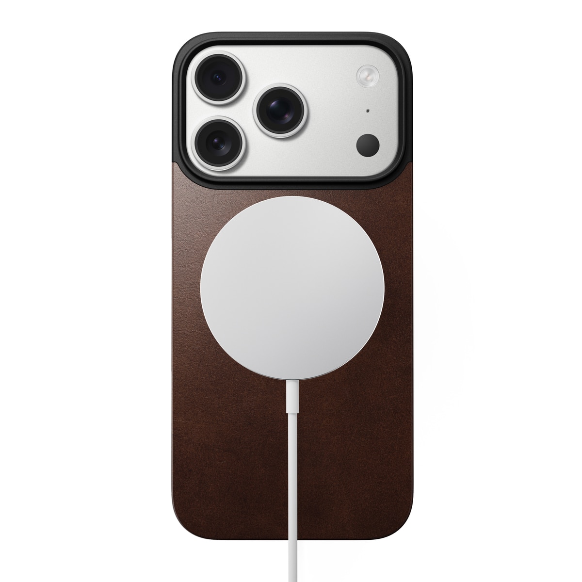 Magnetic Leather Back iPhone 17 Pro Rustic Brown