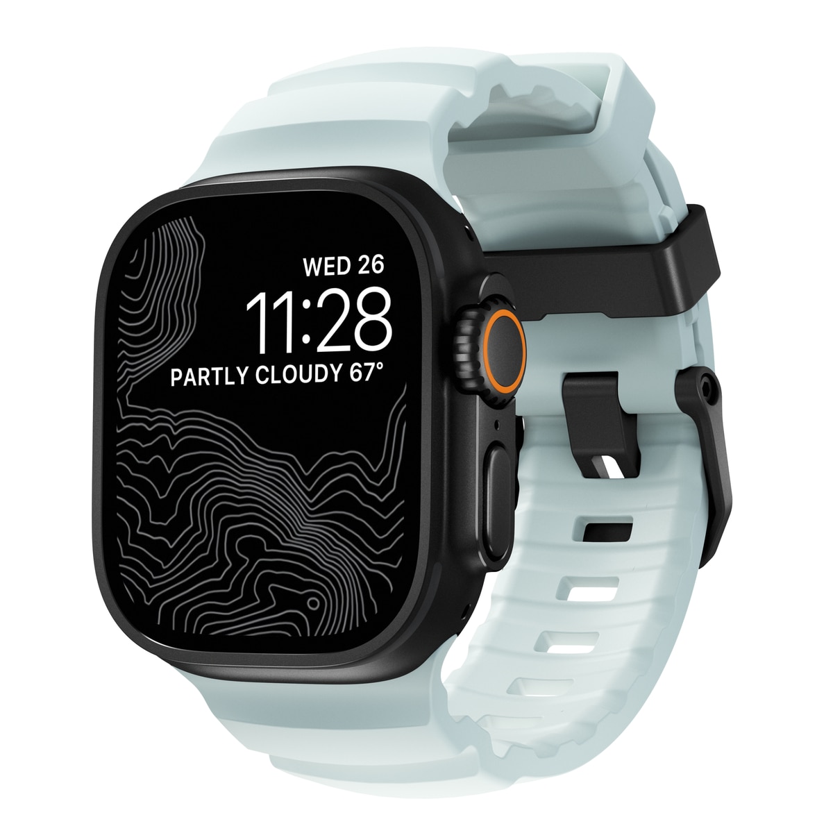 Rocky Point Band Apple Watch Series 9 45mm Icy Blue Glow (Black Hardware) - Limited edition