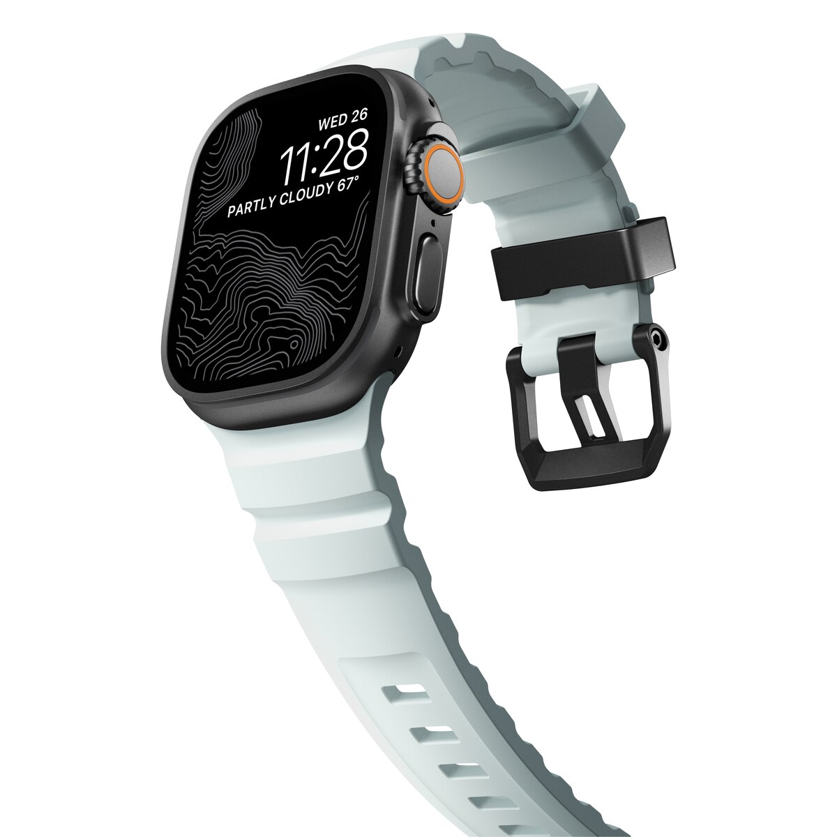 Rocky Point Band Apple Watch Series 9 45mm Icy Blue Glow (Black Hardware) - Limited edition