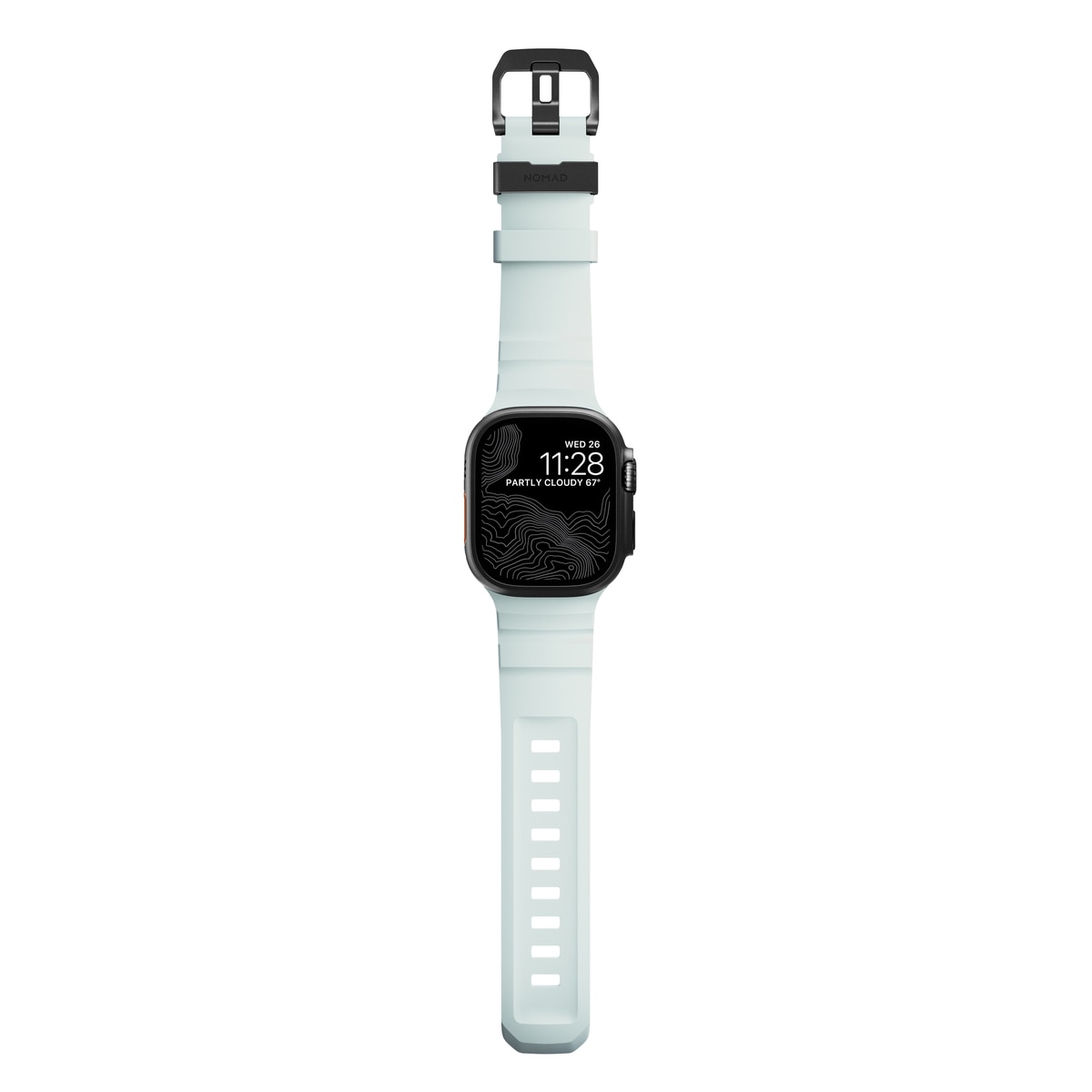 Rocky Point Band Apple Watch Series 9 45mm Icy Blue Glow (Black Hardware) - Limited edition