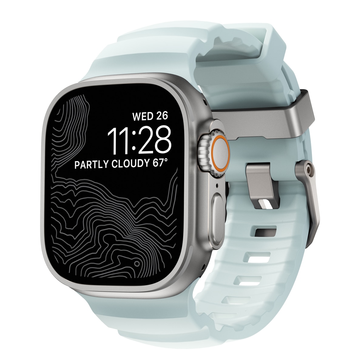 Rocky Point Band Apple Watch Series 9 45mm Icy Blue Glow (Natural Hardware) - Limited edition
