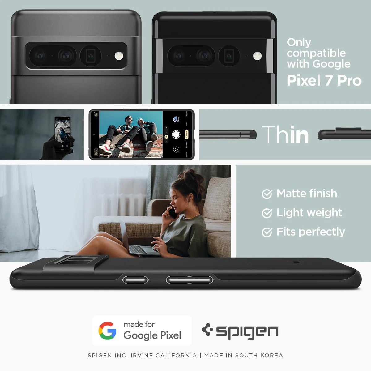 Case Thin Fit Google Pixel 7 Pro Zwart