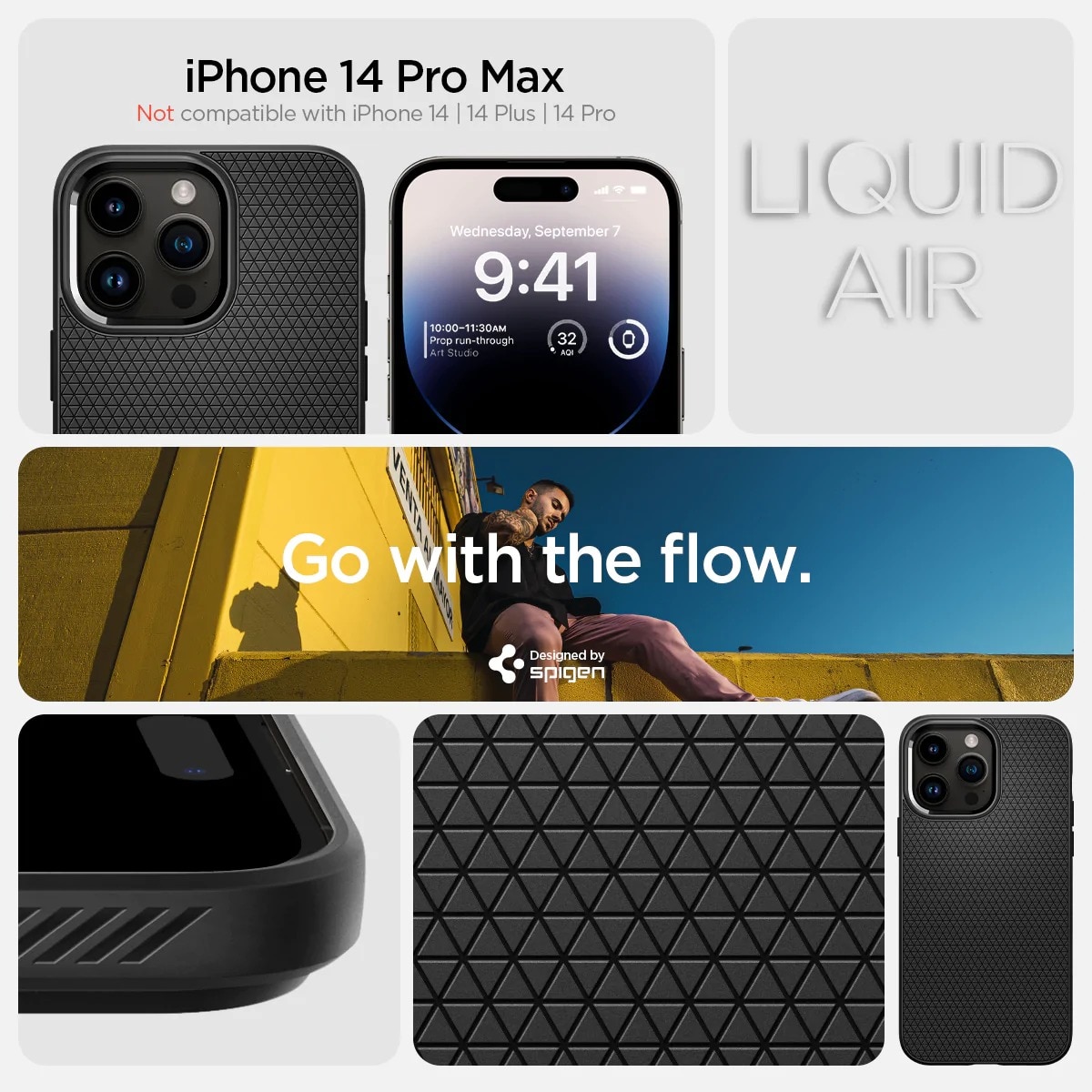 Case Liquid Air iPhone 14 Pro Zwart