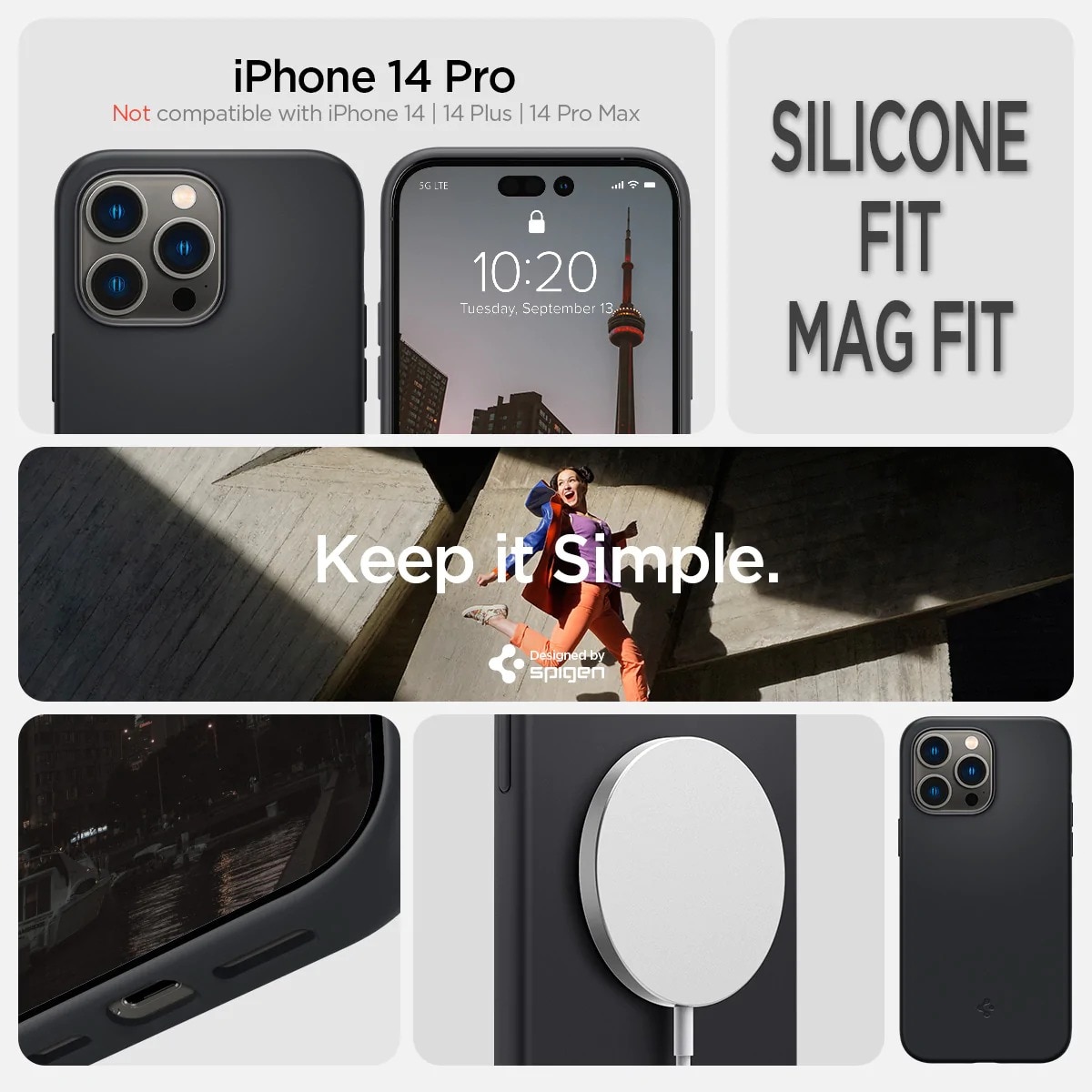 Case Silicone Fit Mag iPhone 14 Pro Zwart
