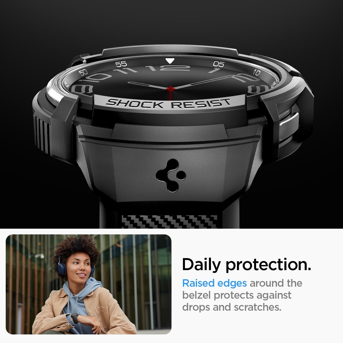 Case Rugged Armor Pro Samsung Galaxy Watch 6 Classic 43mm zwart