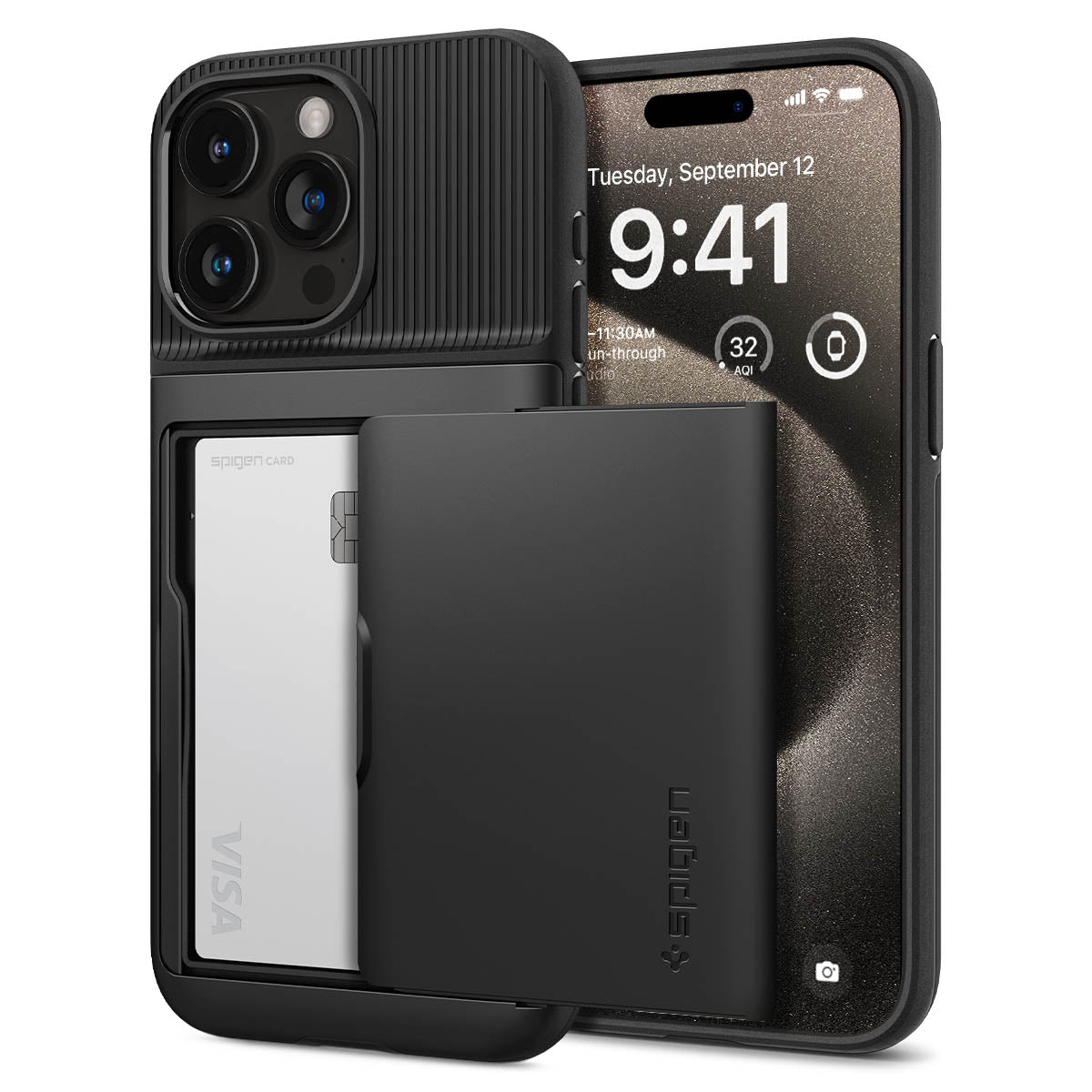 Case Slim Armor CS iPhone 15 Pro Max Zwart