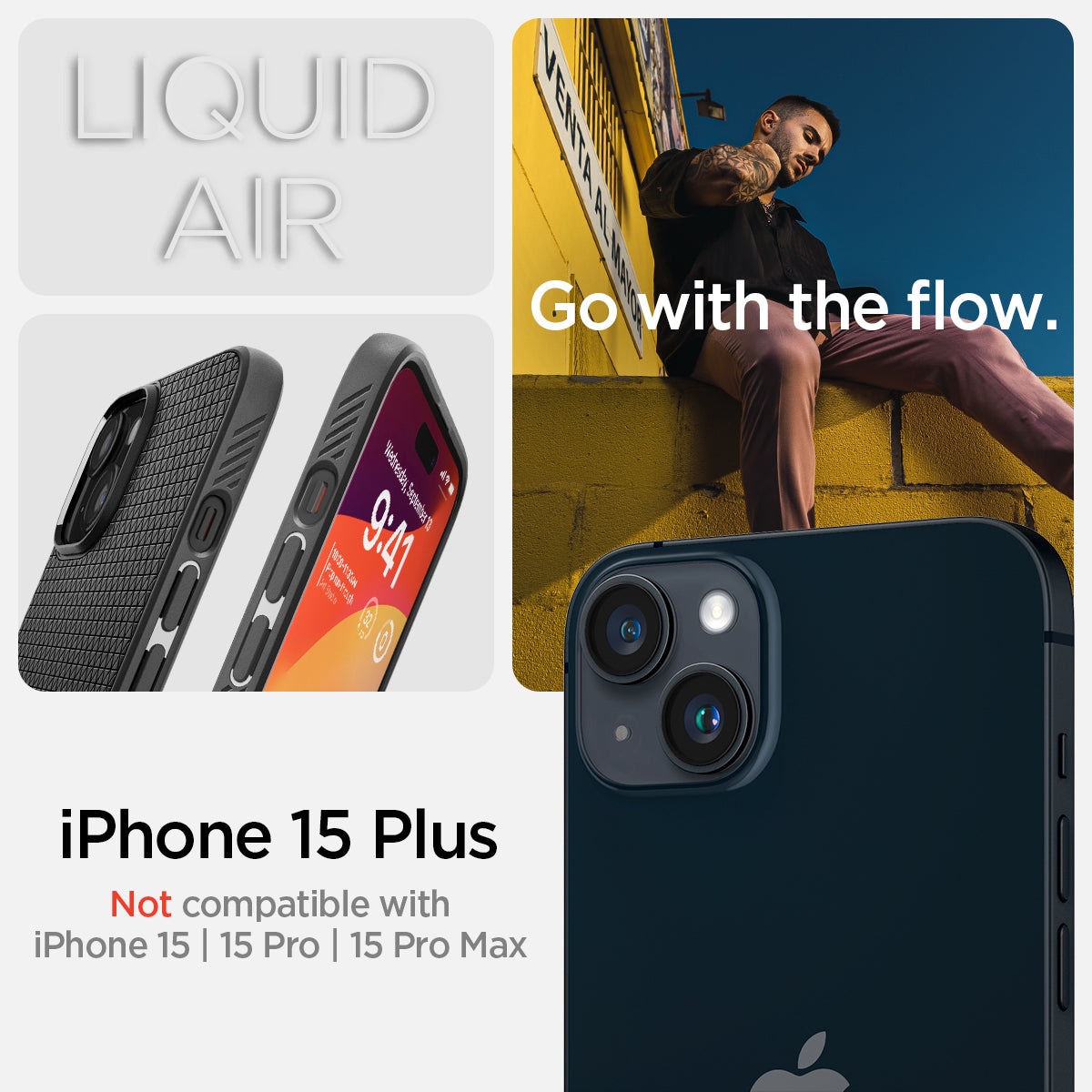 Case Liquid Air iPhone 15 Plus zwart