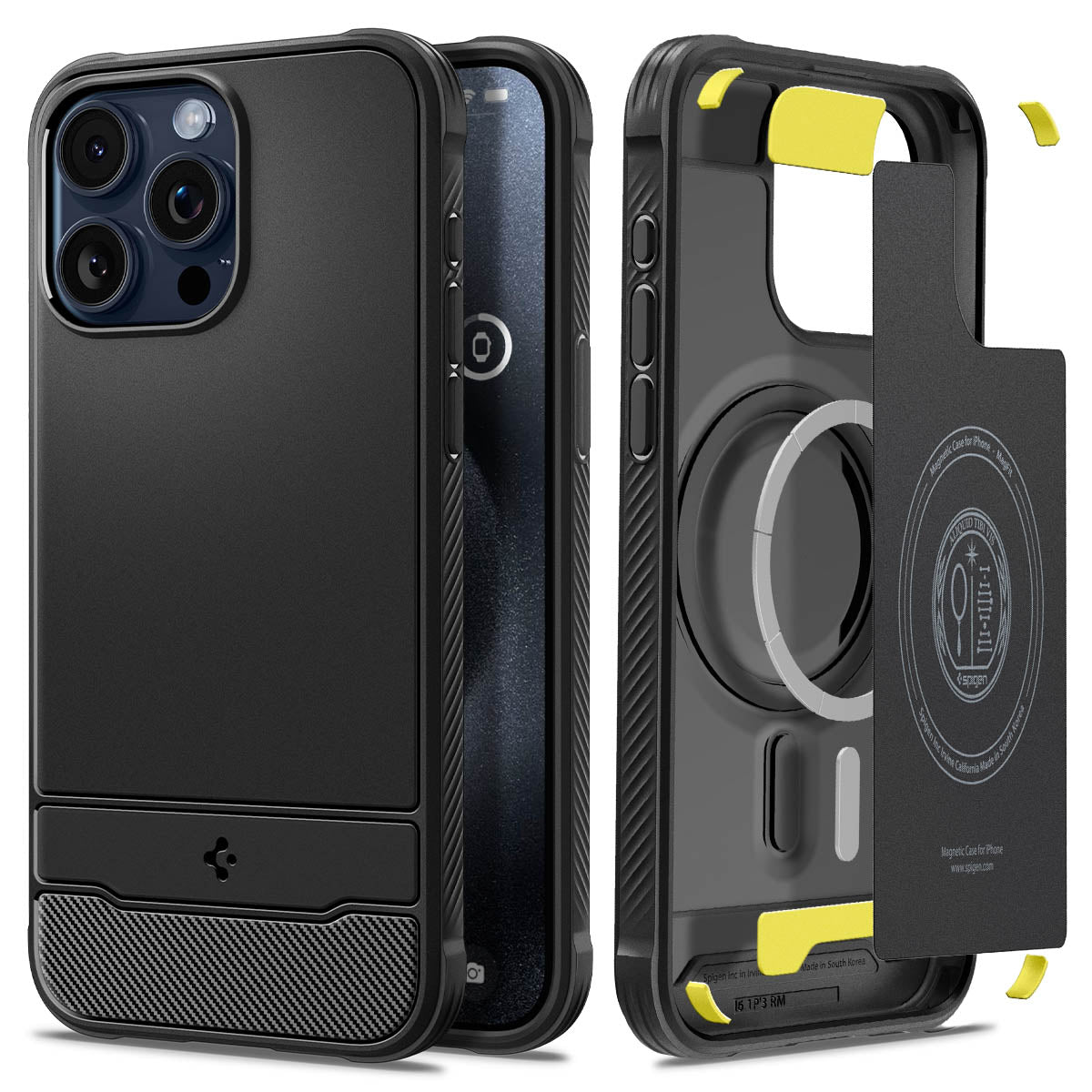 Case Rugged Armor MagSafe iPhone 15 Pro Zwart