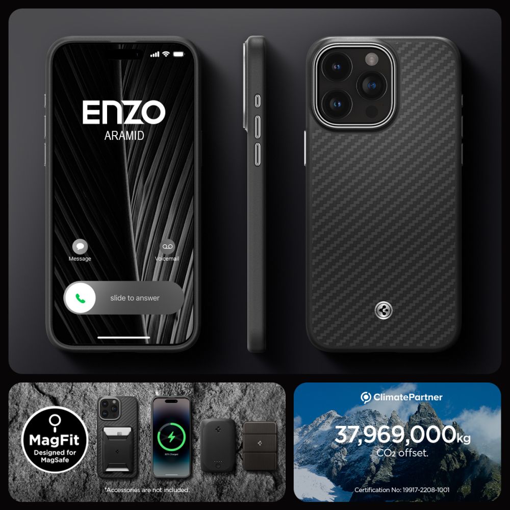 Hoesje Enzo Aramid MagSafe iPhone 15 Pro Black