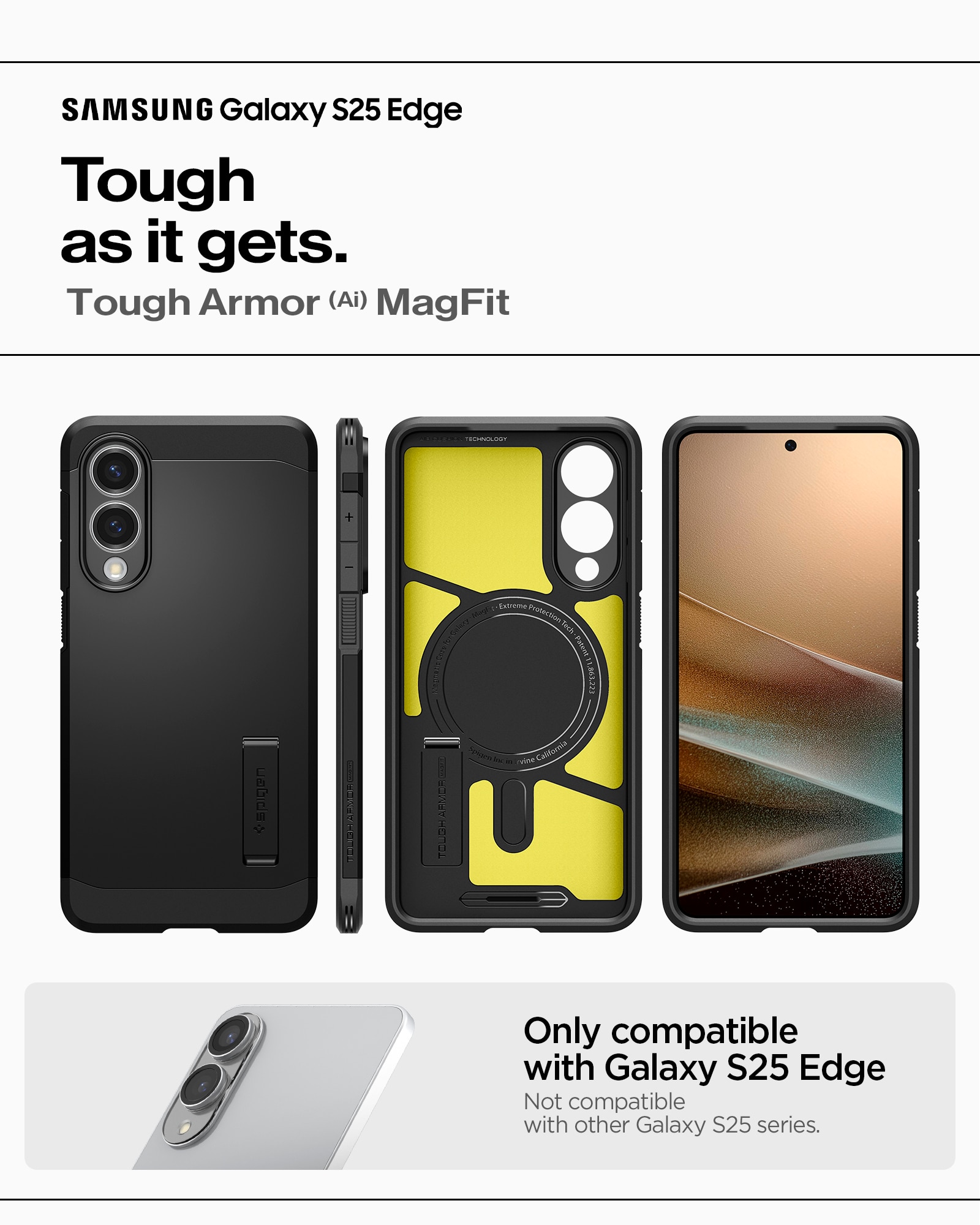 Case Tough Armor MagSafe Samsung Galaxy S25 Edge Zwart