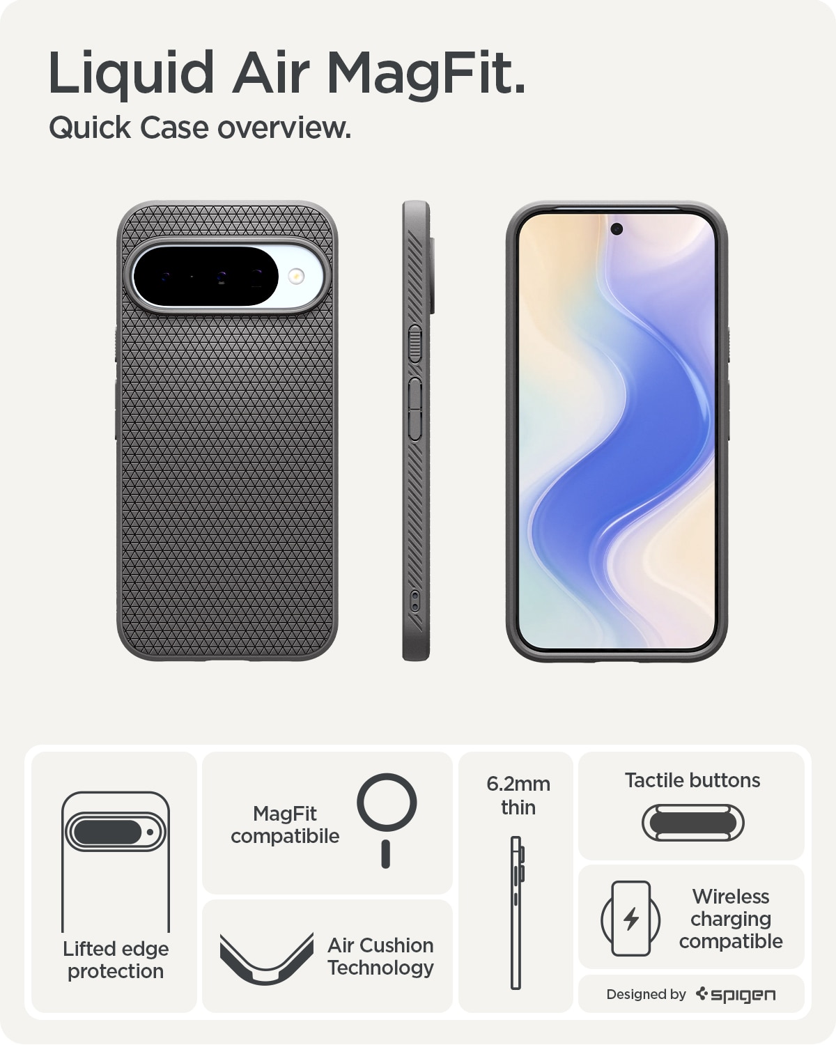 Case Liquid Air MagSafe Google Pixel 10 Marble Gray