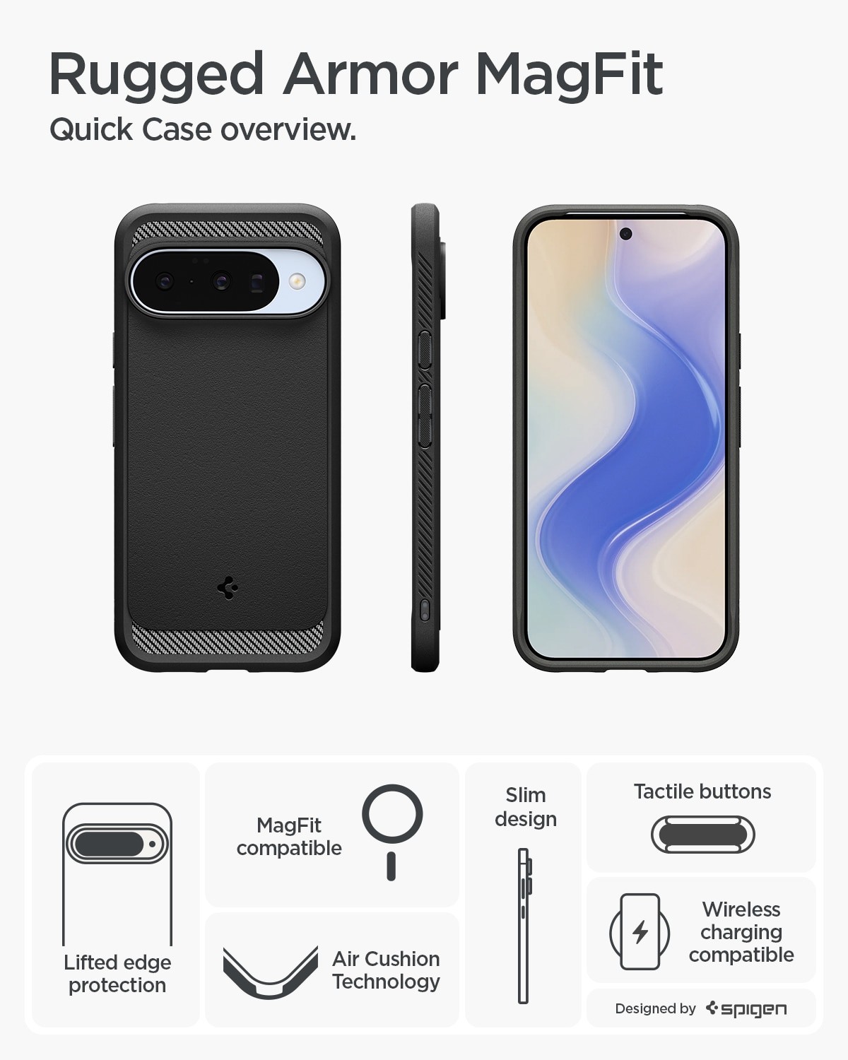 Case Rugged Armor MagSafe Google Pixel 10 Zwart