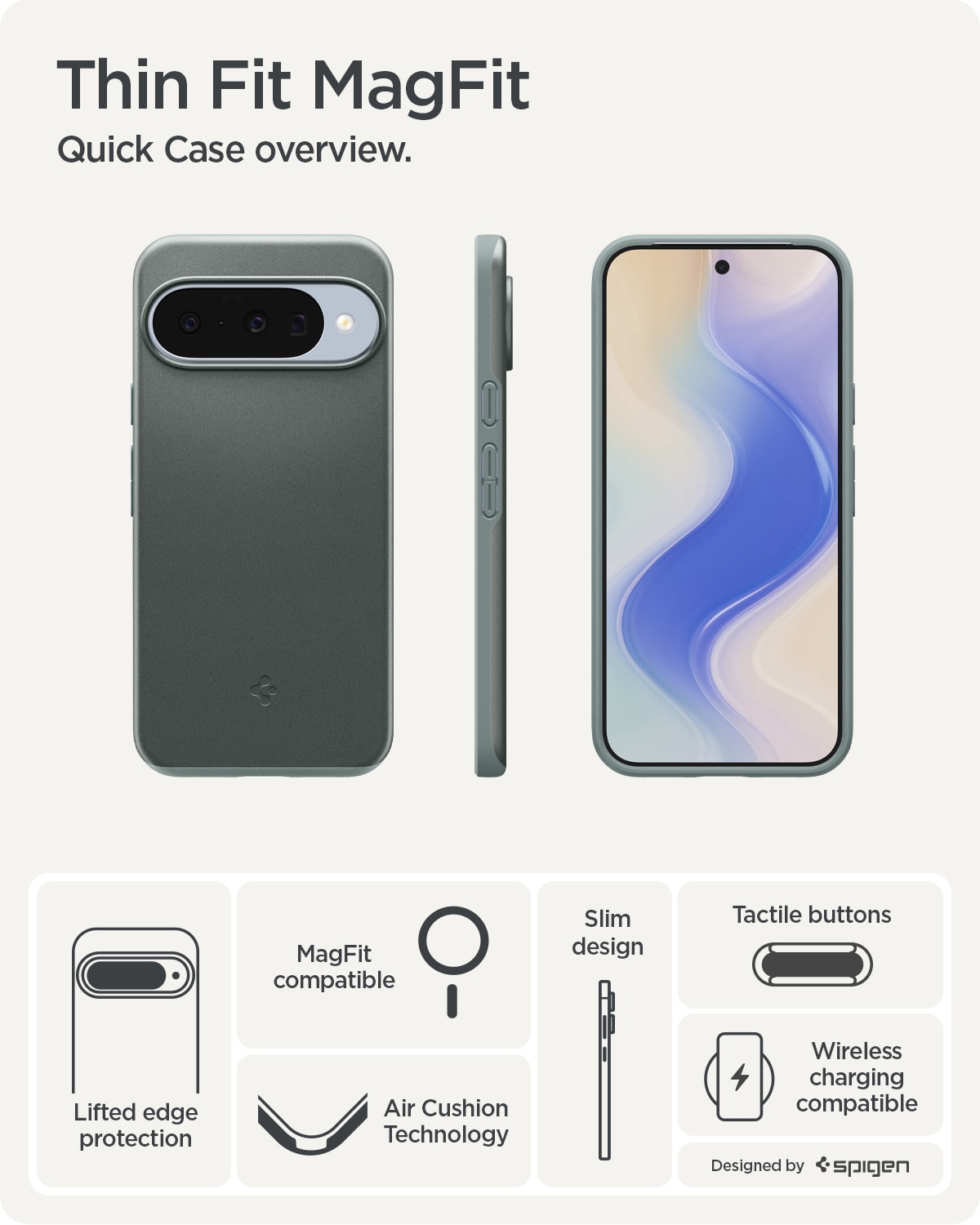 Case Thin Fit MagSafe Google Pixel 10 Sage Green