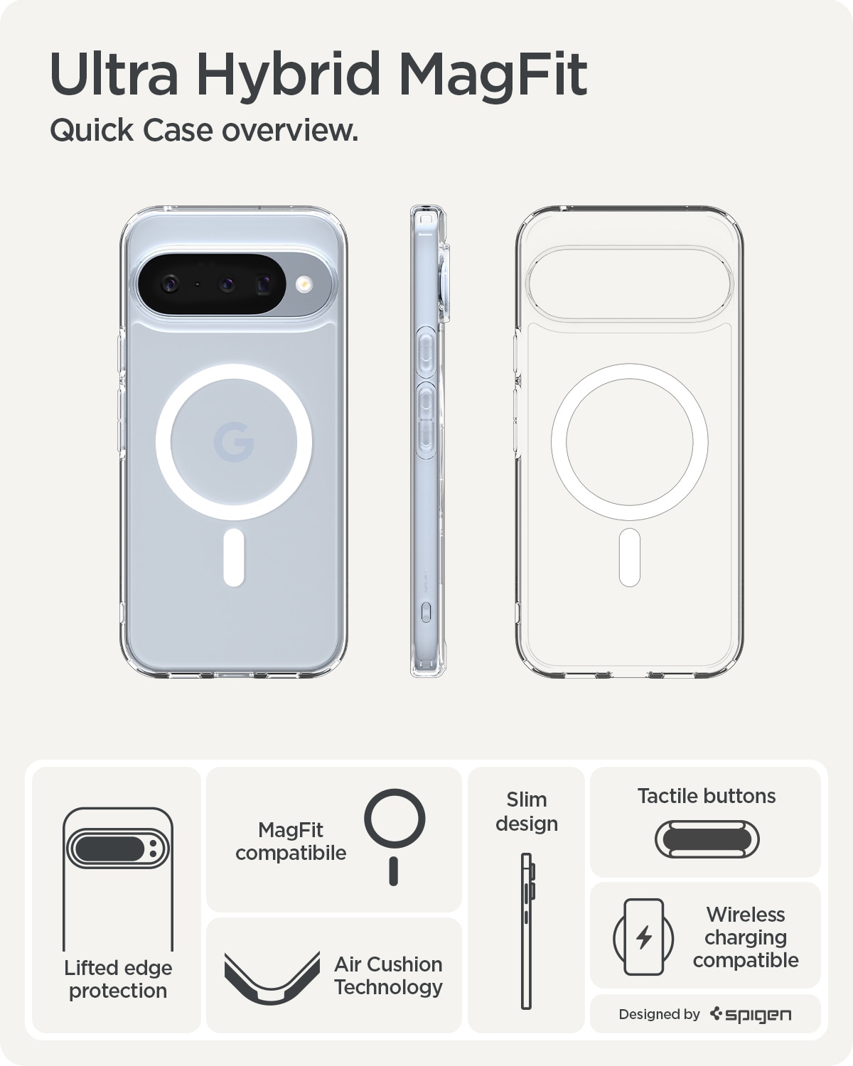 Case Ultra Hybrid MagSafe Google Pixel 10 Pro Clear White