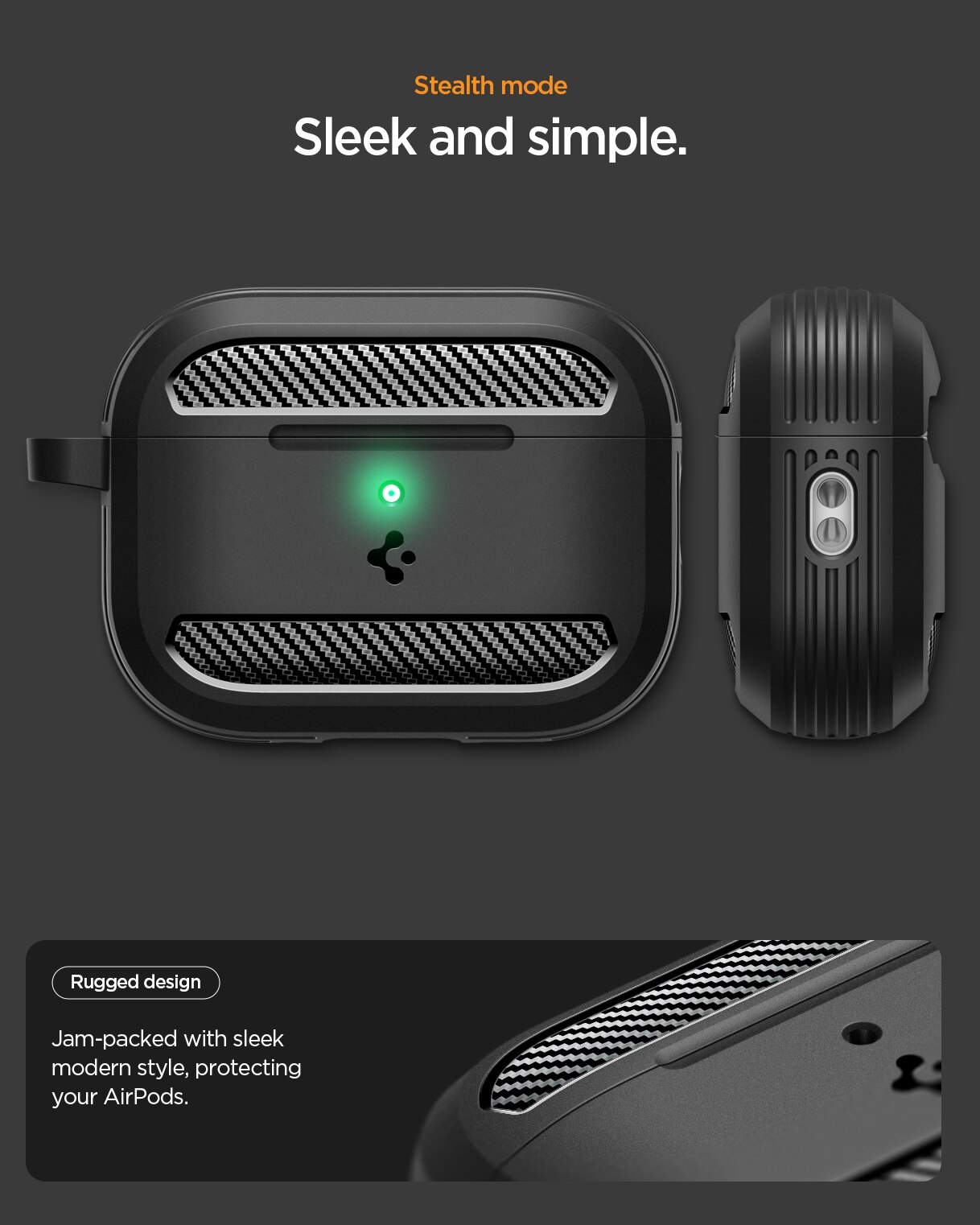 Case Rugged Armor Apple AirPods Pro 3 zwart