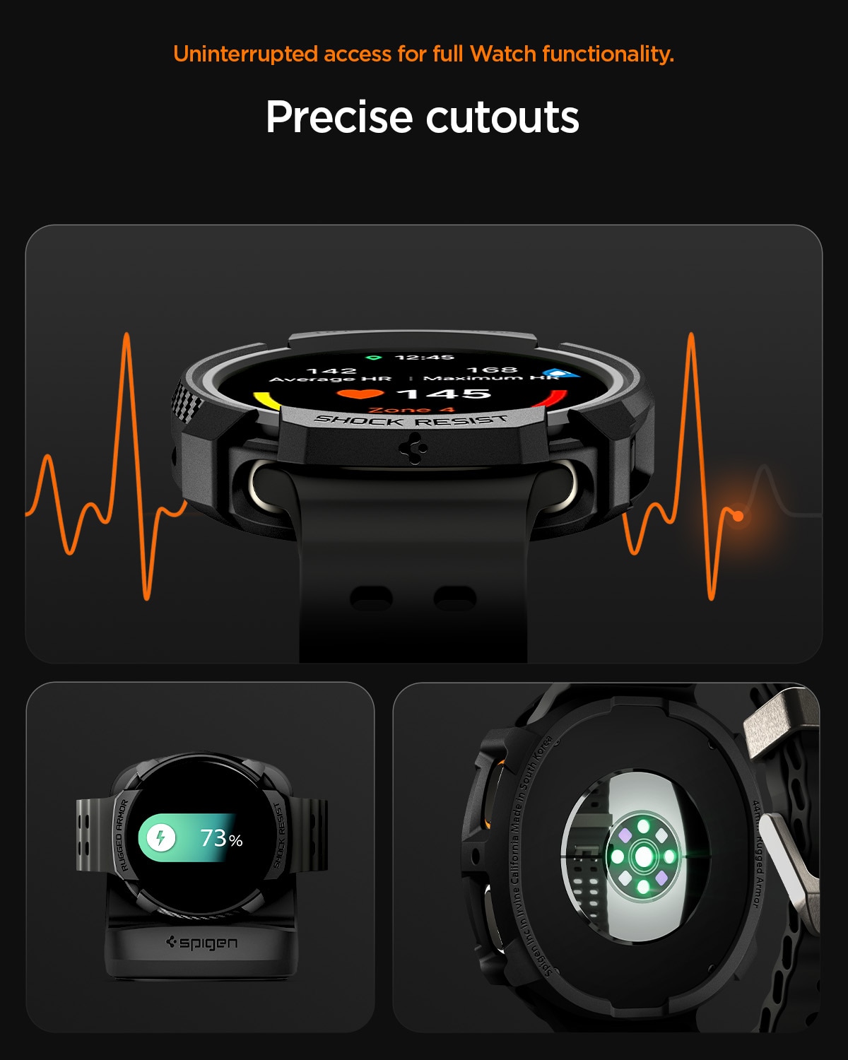 Case Rugged Armor Samsung Galaxy Watch 8 44mm Black