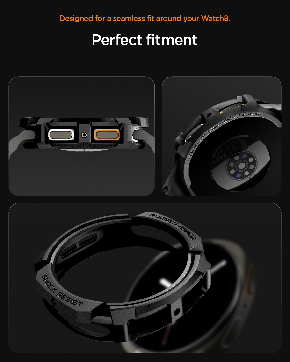 Case Rugged Armor Samsung Galaxy Watch 8 44mm Black