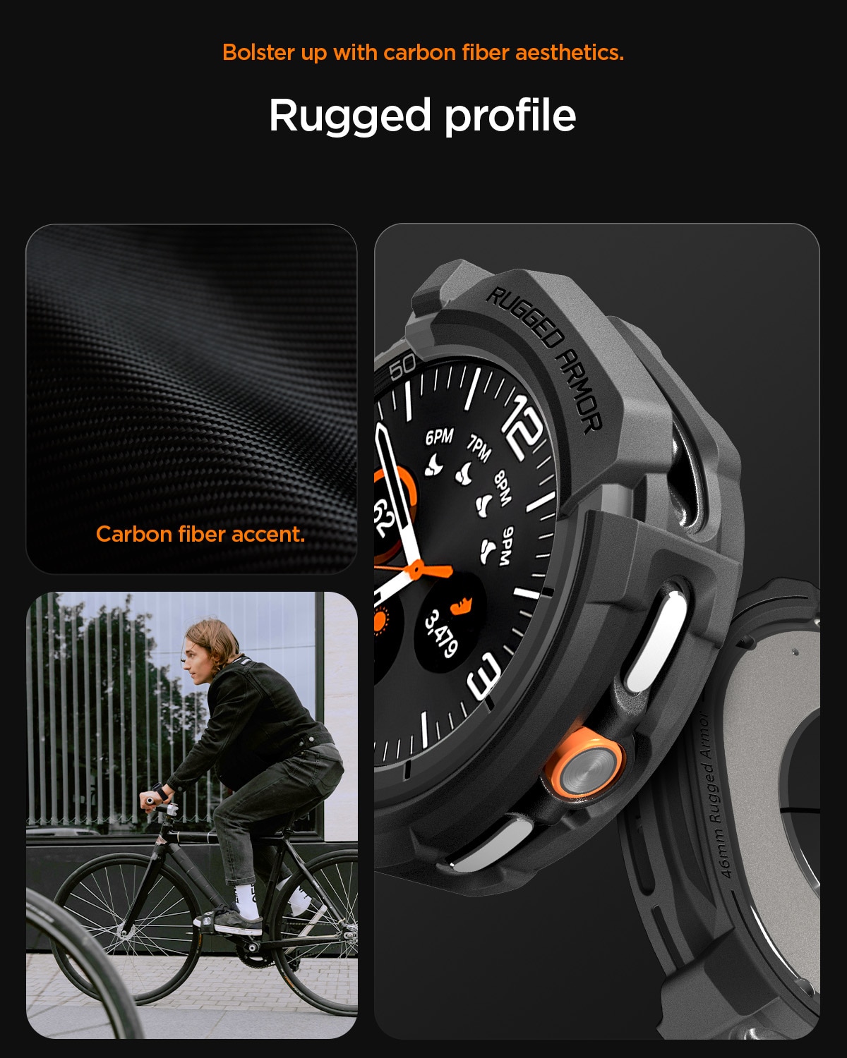 Case Rugged Armor Samsung Galaxy Watch 8 Classic Black