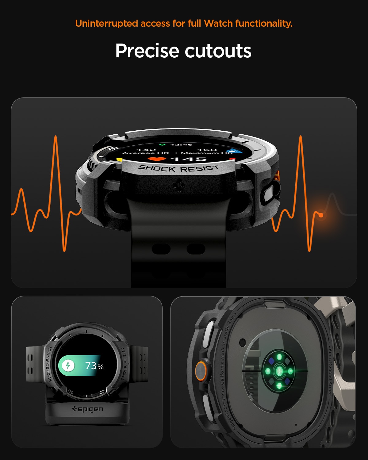 Case Rugged Armor Samsung Galaxy Watch 8 Classic Black