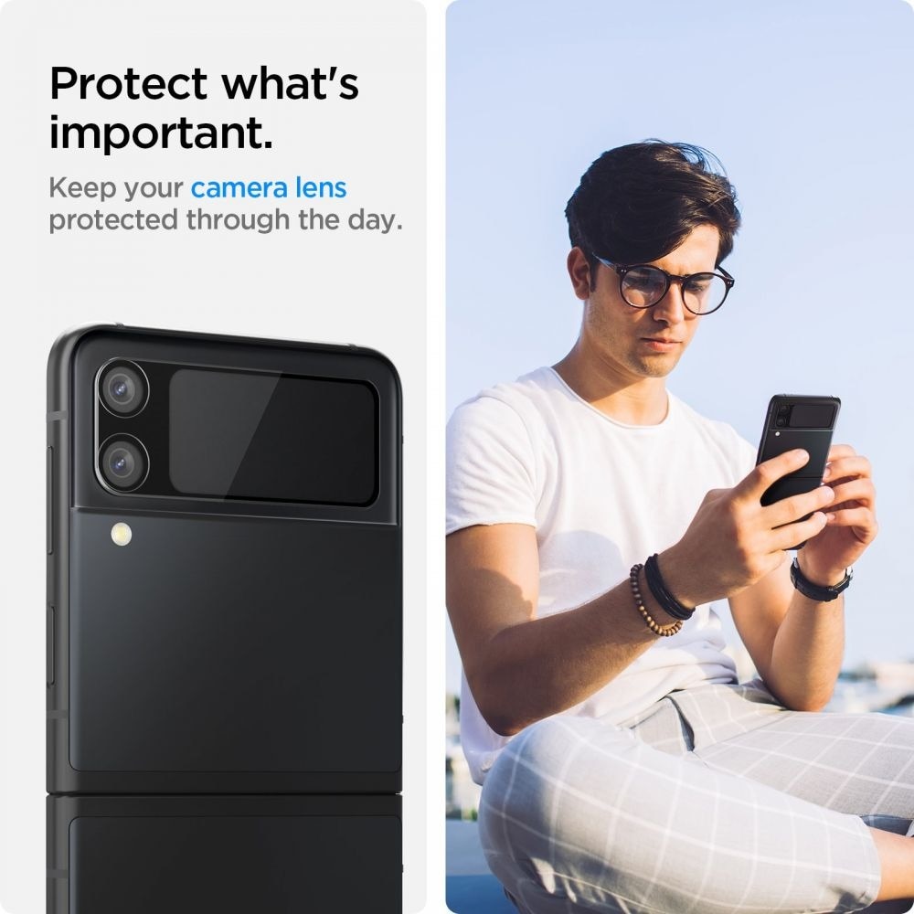 Optik Lens Protector + Hinge Film Black Samsung Galaxy Z Flip 3 Zwart