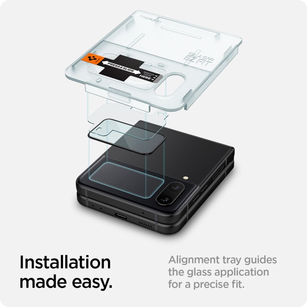 Glas.tR EZ Fit Screen Protector + Hinge Film Samsung Galaxy Z Flip 4 Zwart