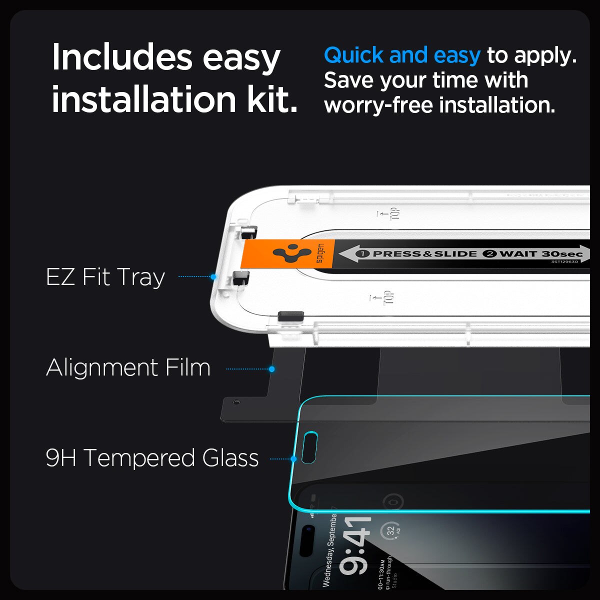 Screen Protector Privacy GLAS.tR EZ Fit (2-pack) iPhone 15 Pro