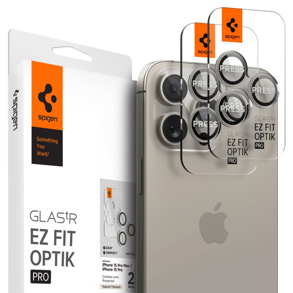 iPhone 15 Pro Max EZ Fit Optik Pro Lens Protector (2-pack) Natural Titanium