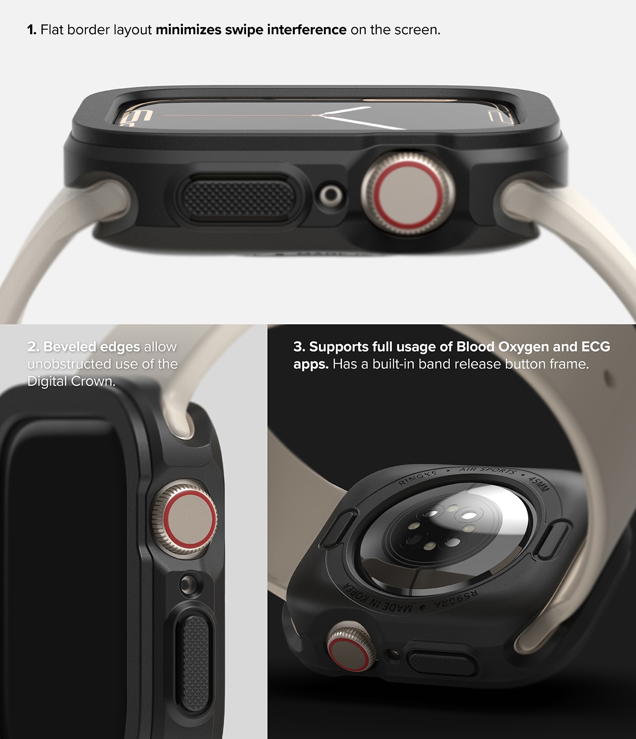 Air Sports Case Apple Watch 41mm Series 8 Zwart