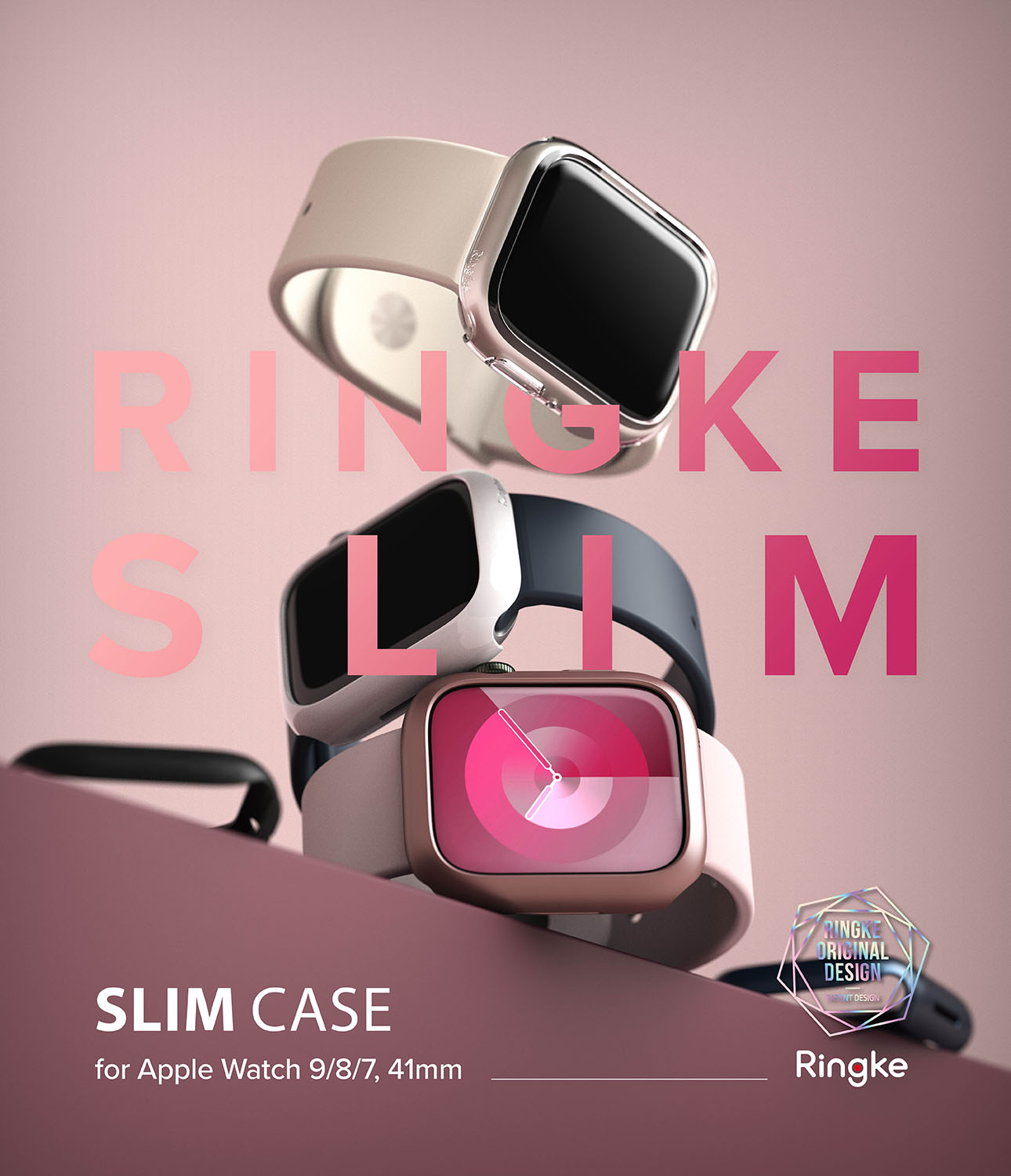 Slim Case (2-pack) Apple Watch 41mm Series 9 Pink & Clear