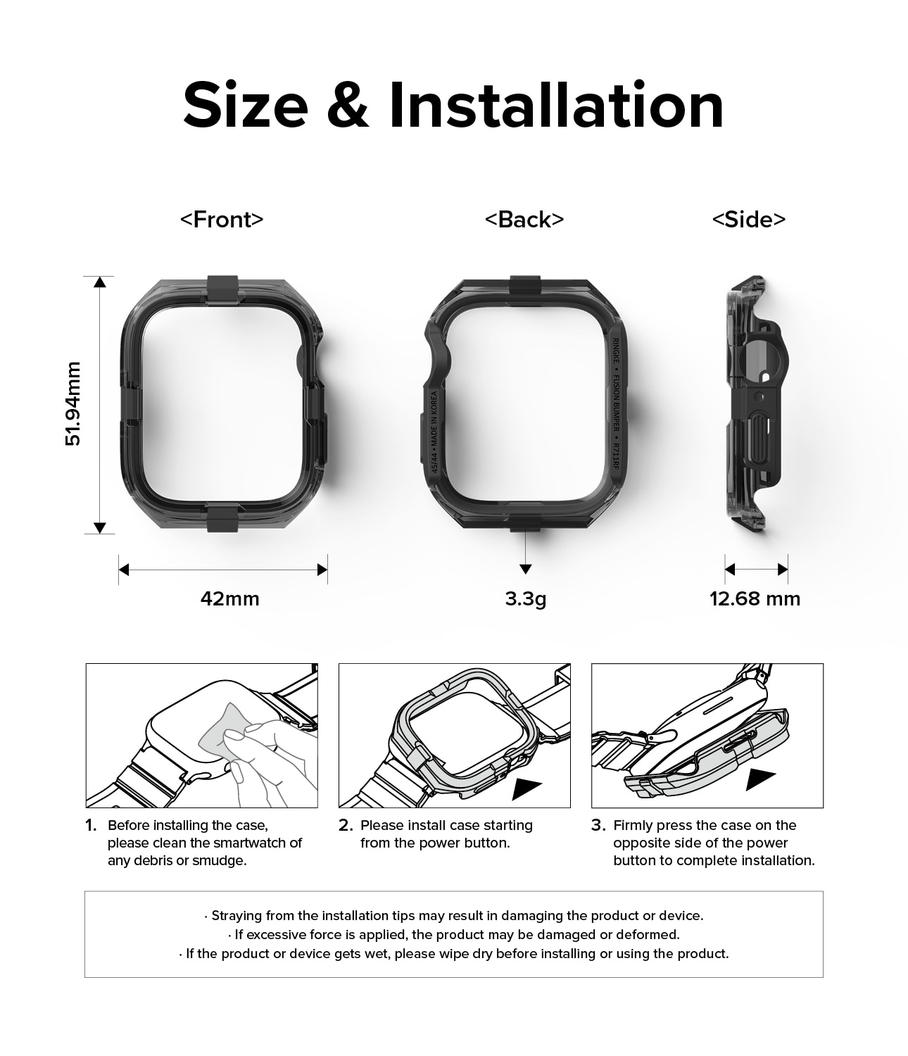 Fusion Bumper Apple Watch 45mm Series 7 Black