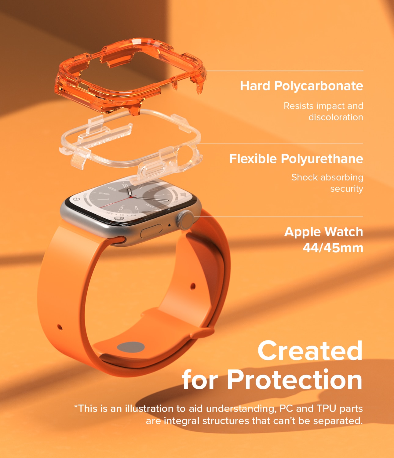 Fusion Bumper Apple Watch 45mm Series 7 Neon Orange