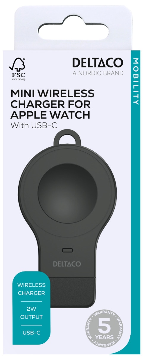 Draadloze Kleine Apple Watch-oplader USB-C 2W zwart