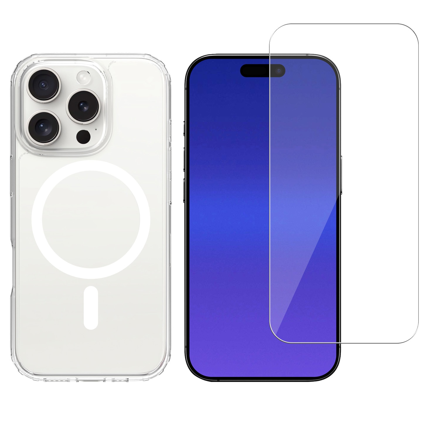 iPhone 16 Pro Set Hybridcase MagSafe en Screenprotector glas