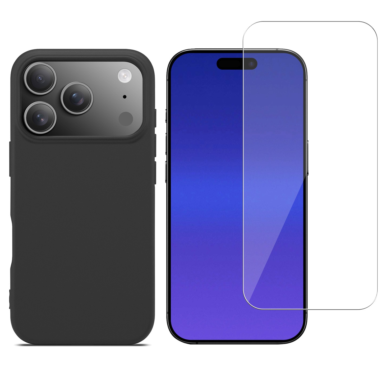iPhone 17 Pro Max Set TPU Case MagSafe en Screenprotector van glas Zwart