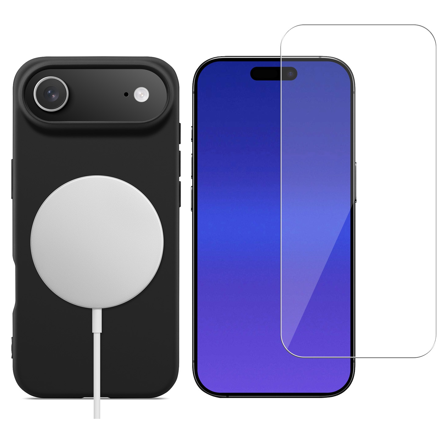 iPhone Air Set TPU Case MagSafe en Screenprotector van glas Zwart