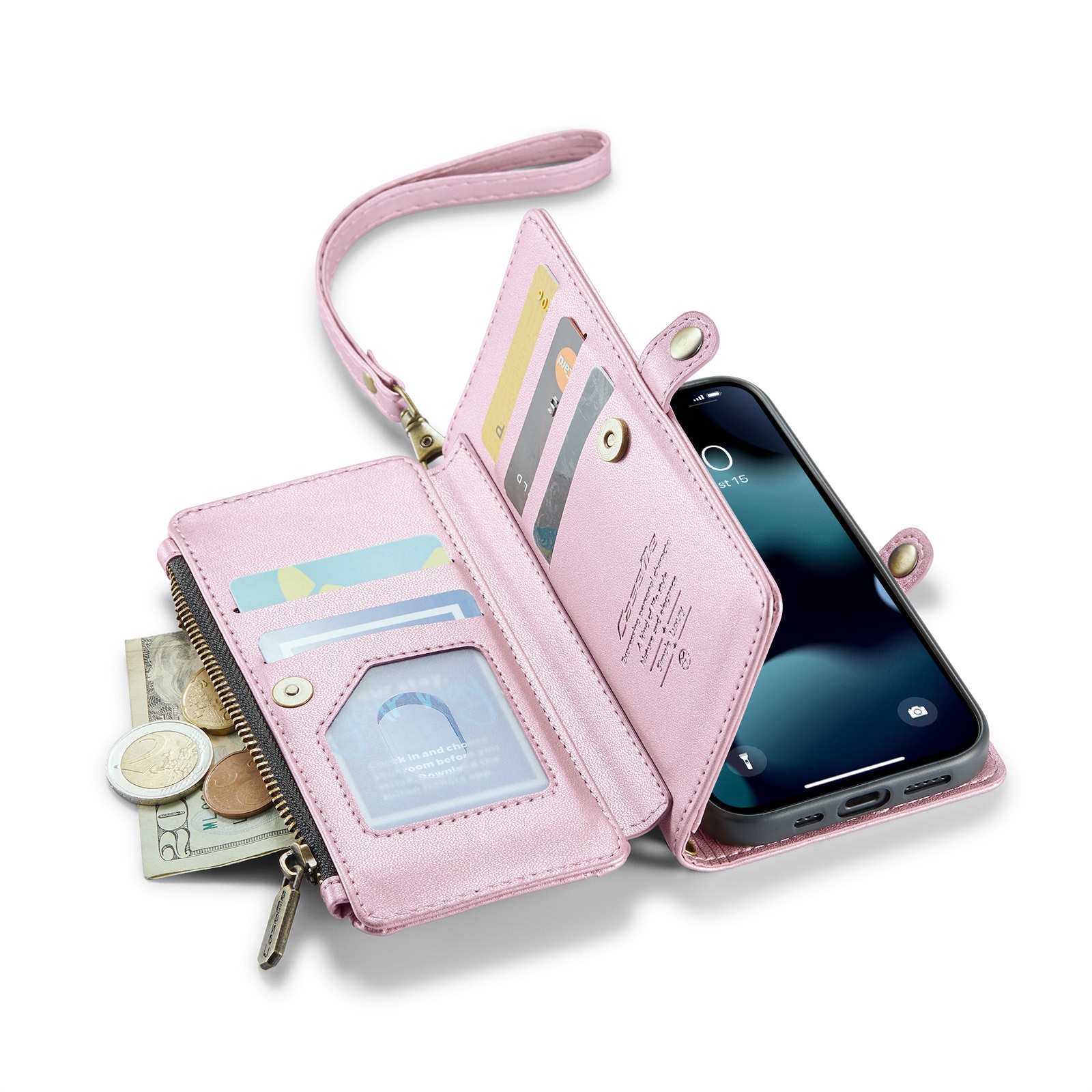 Portemonnee tas iPhone 13 Pro roze