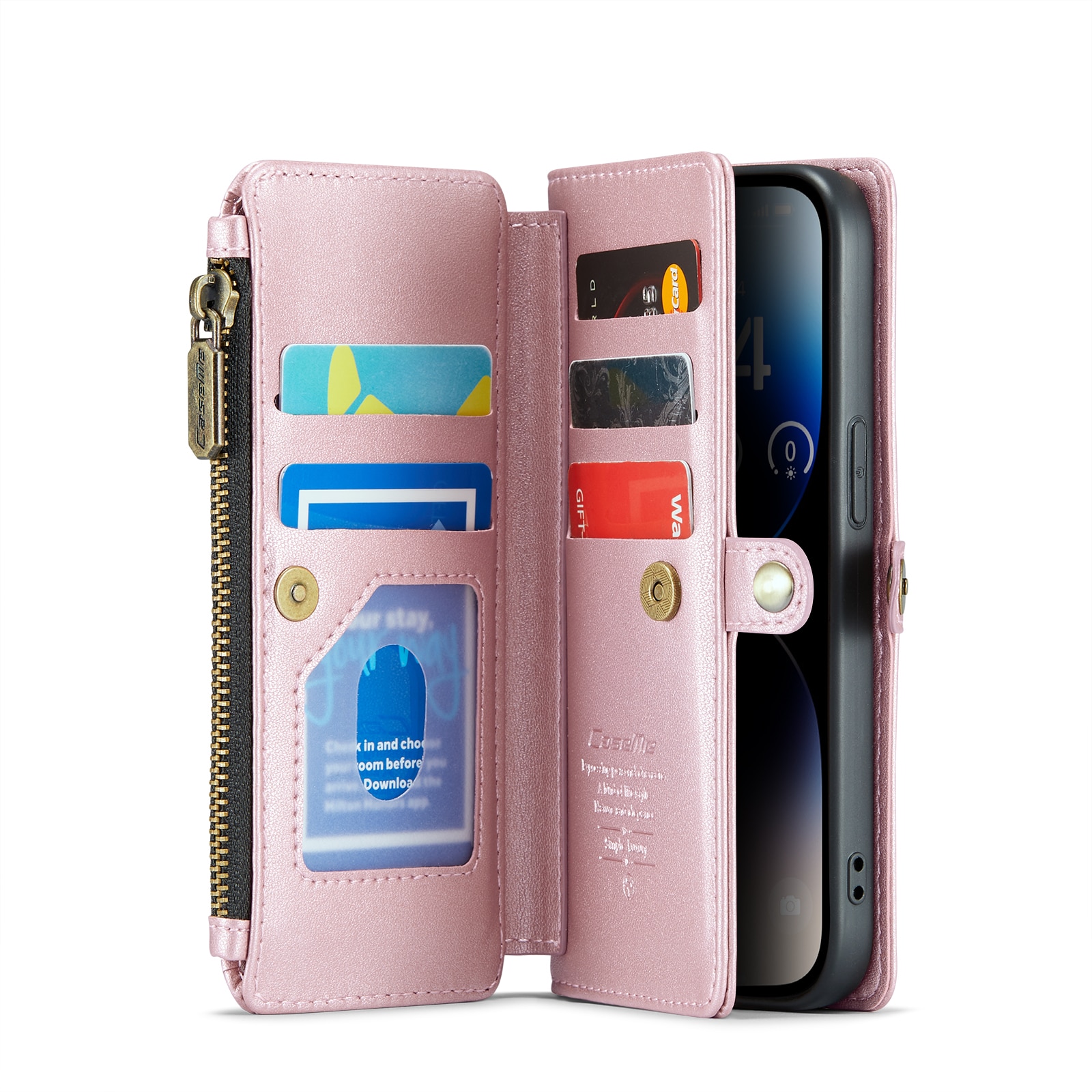 Portemonnee tas iPhone 14 Pro roze