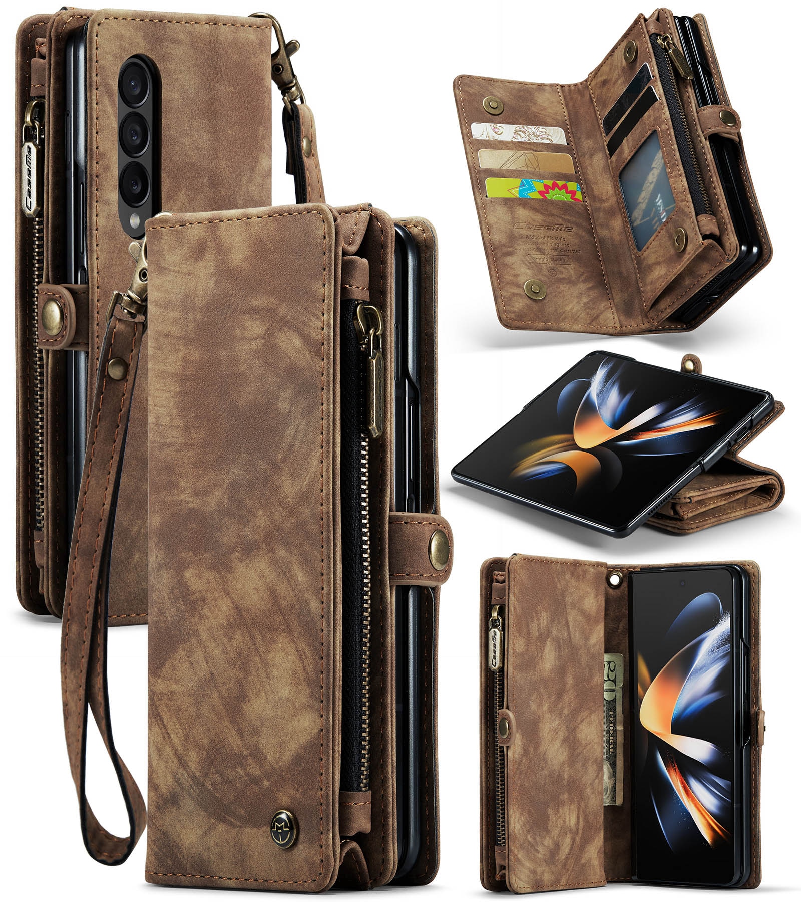 Multi-slot hoesje Samsung Galaxy Z Fold 4 Bruin