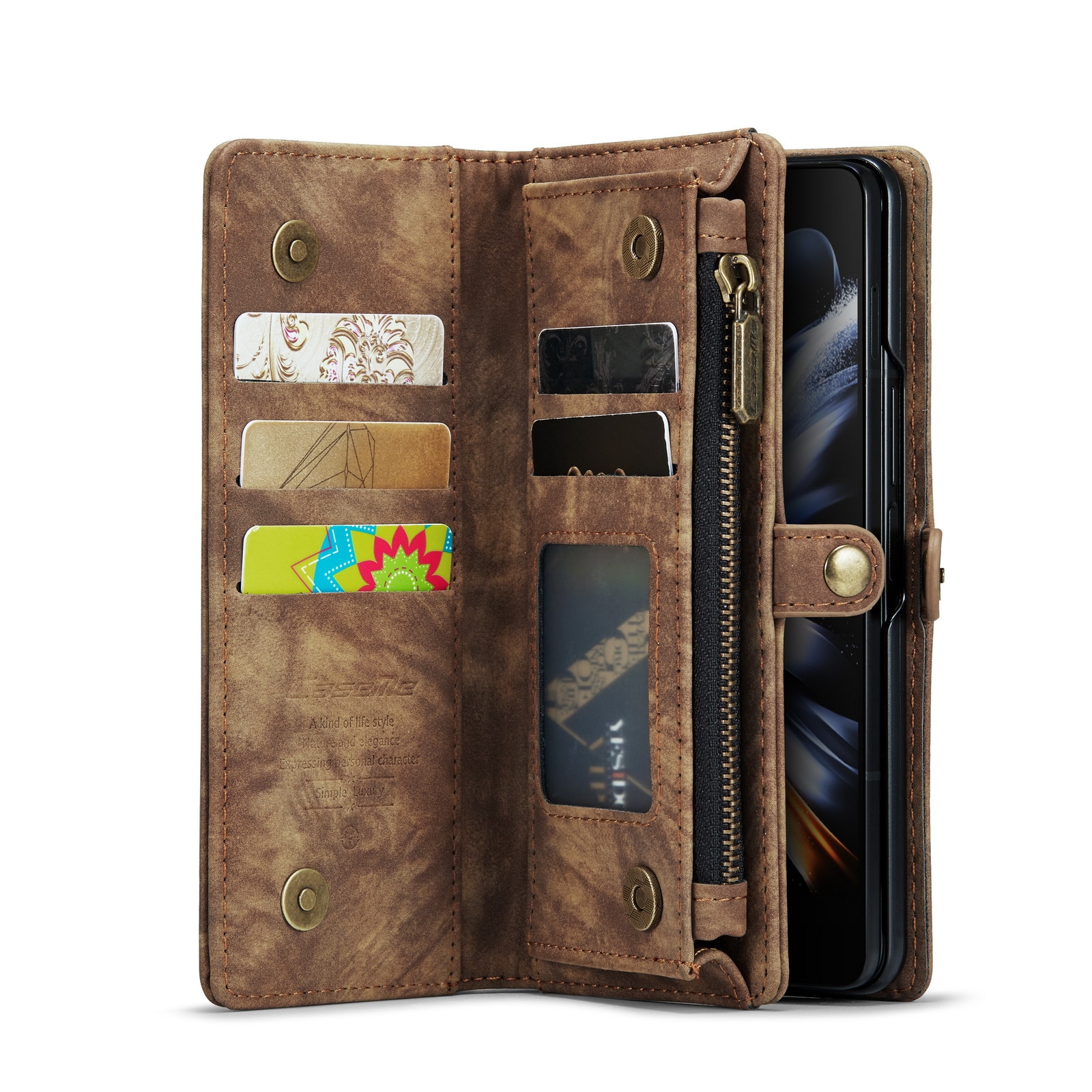 Multi-slot hoesje Samsung Galaxy Z Fold 5 bruin