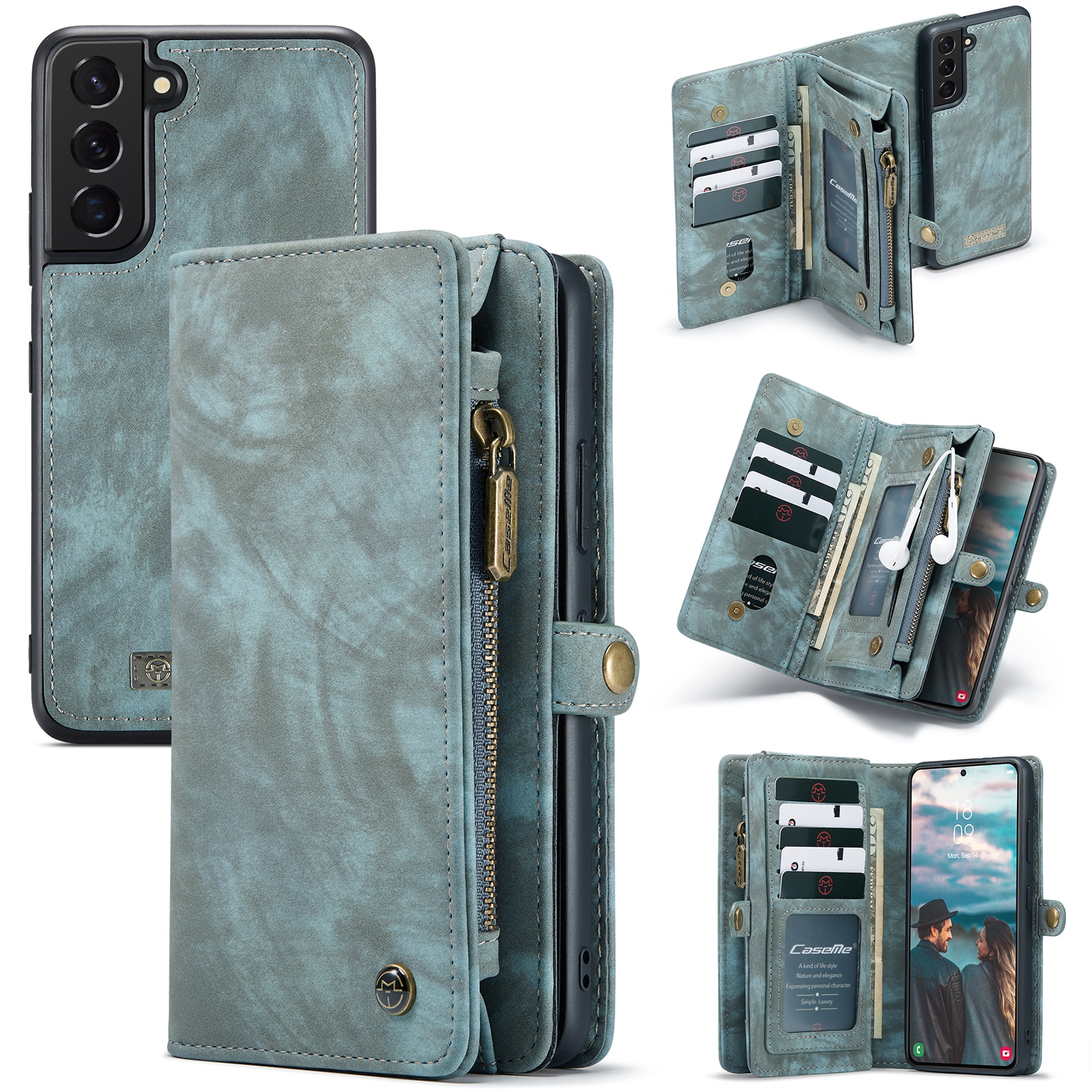 Multi-slot Hoesje Samsung Galaxy S22 Blauw