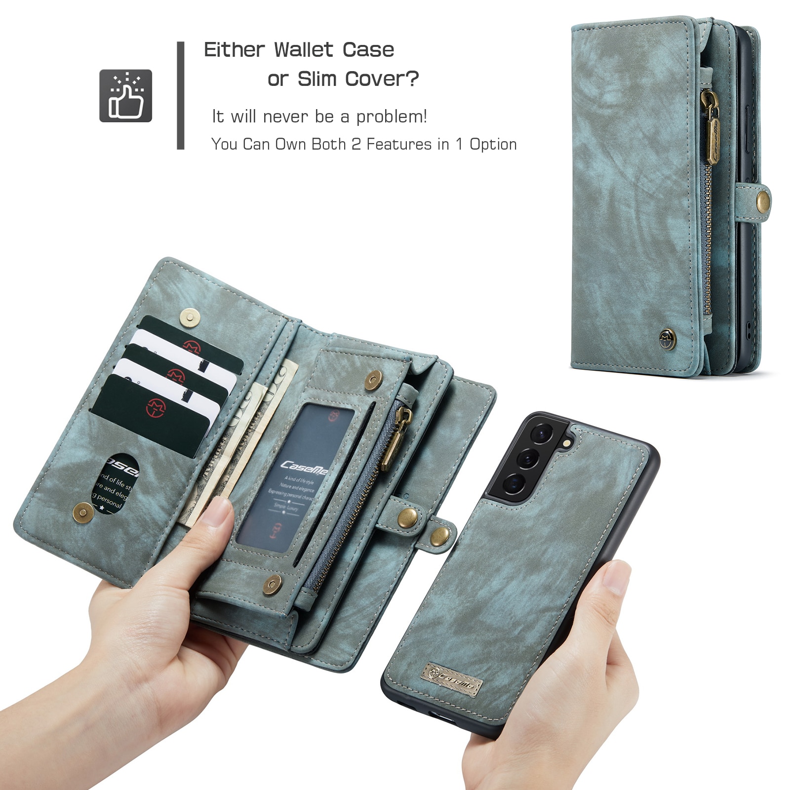 Multi-slot Hoesje Samsung Galaxy S22 Blauw