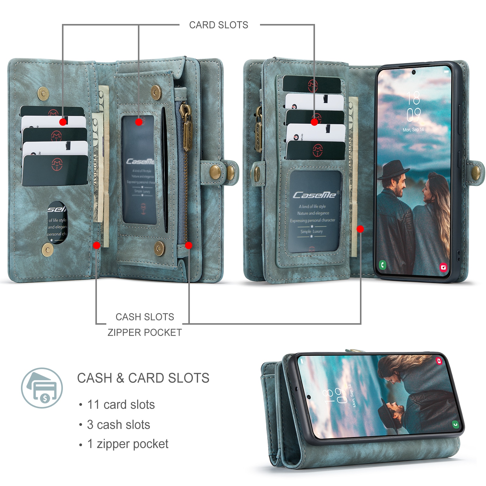 Multi-slot Hoesje Samsung Galaxy S22 Blauw