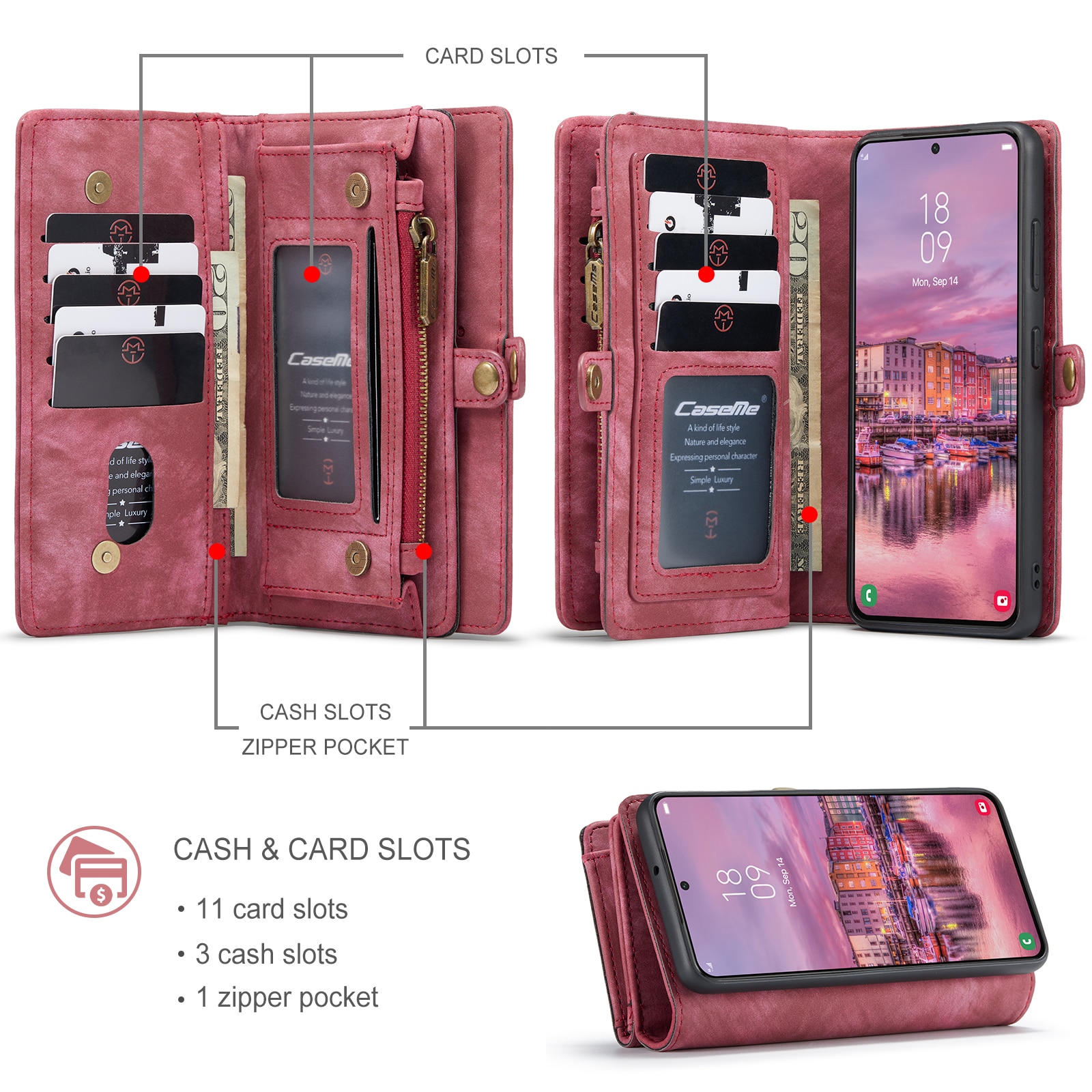 Multi-slot hoesje Samsung Galaxy S22 Rood