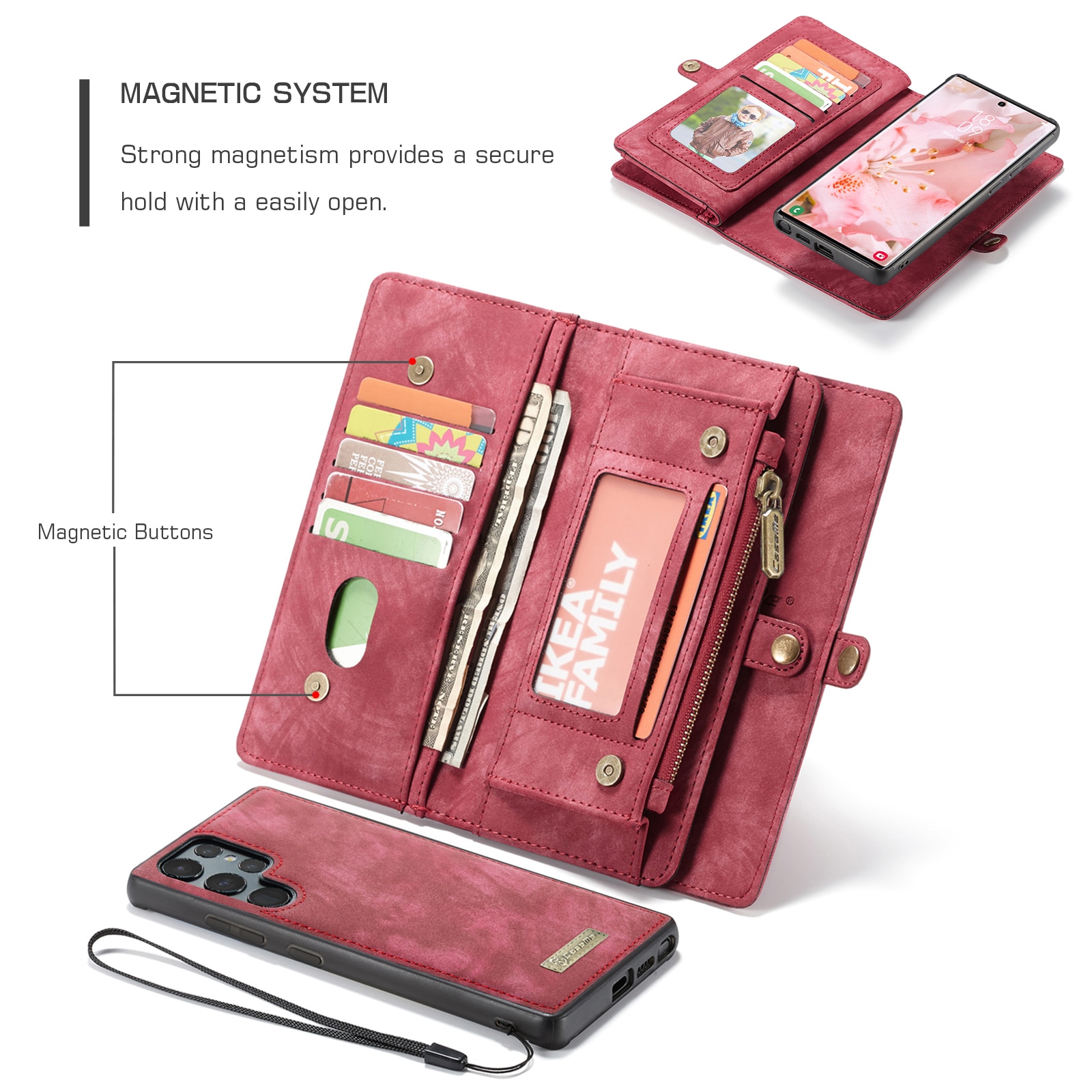 Multi-slot hoesje Samsung Galaxy S22 Ultra Rood