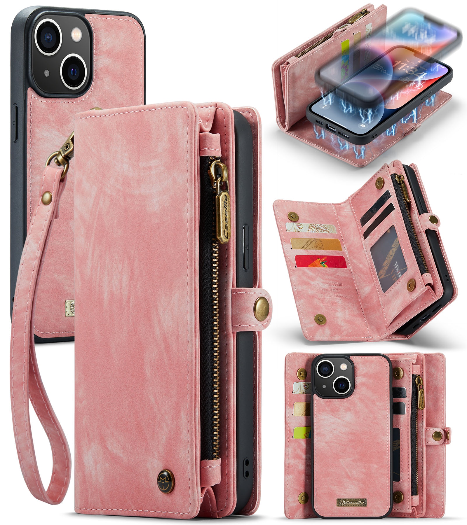 Multi-slot hoesje iPhone 14 Plus Roze