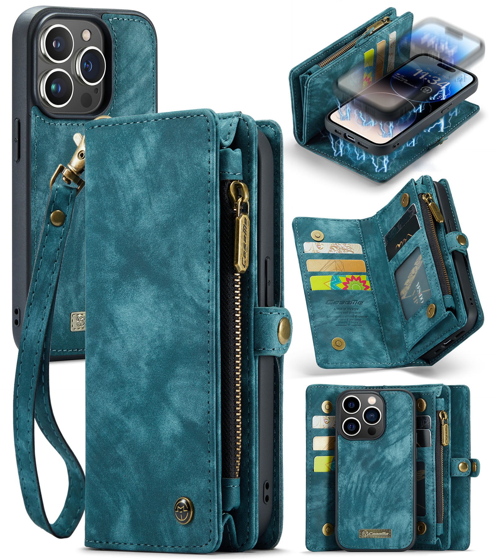 Multi-slot Hoesje iPhone 14 Pro Blauw
