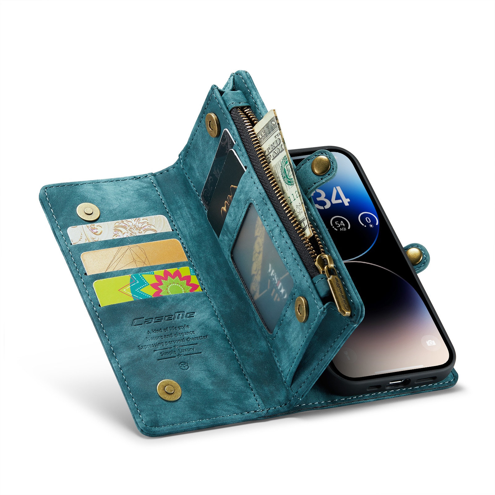 Multi-slot hoesje iPhone 14 Pro Max Blauw